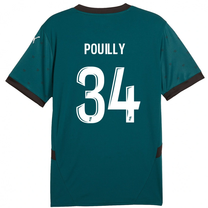 Danxen Homme Maillot Tom Pouilly #34 Vert Foncé Tenues Extérieur 2024/25 T-Shirt