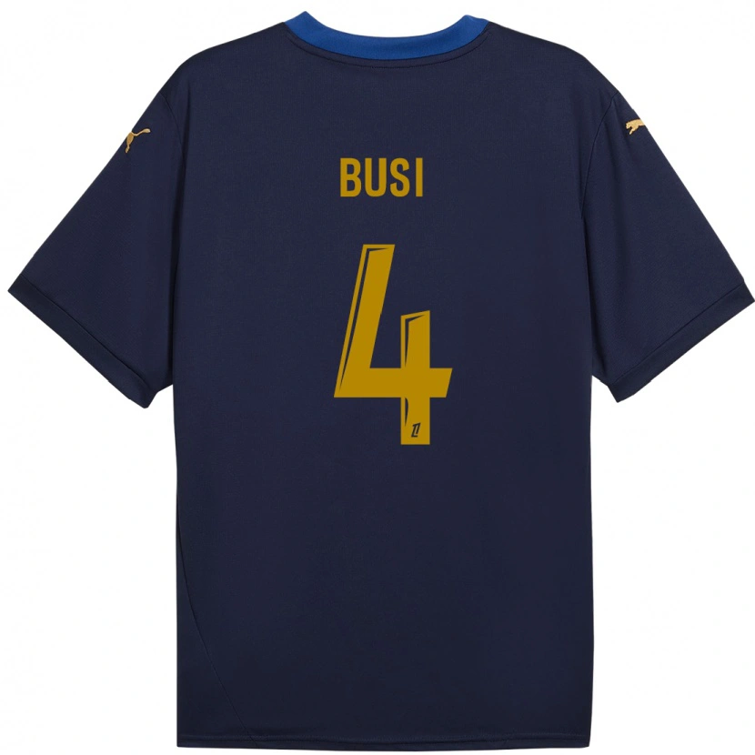 Danxen Homme Maillot Maxime Busi #4 Bleu Marine Doré Tenues Extérieur 2024/25 T-Shirt
