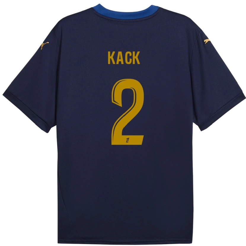 Danxen Homme Maillot Mathilde Kack #2 Bleu Marine Doré Tenues Extérieur 2024/25 T-Shirt