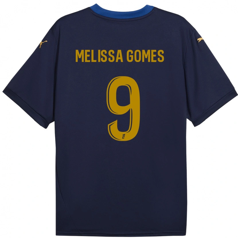 Danxen Homme Maillot Melissa Ferreira Gomes #9 Bleu Marine Doré Tenues Extérieur 2024/25 T-Shirt