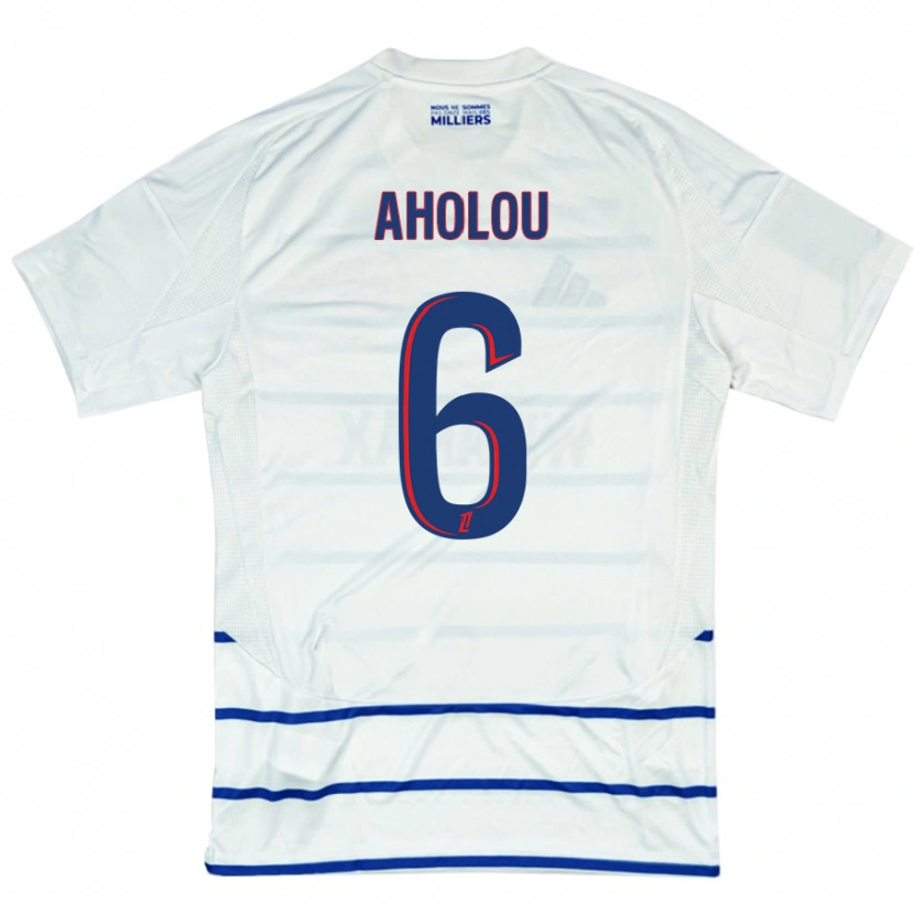 Danxen Homme Maillot Jean-Eudes Aholou #6 Blanc Bleu Tenues Extérieur 2024/25 T-Shirt