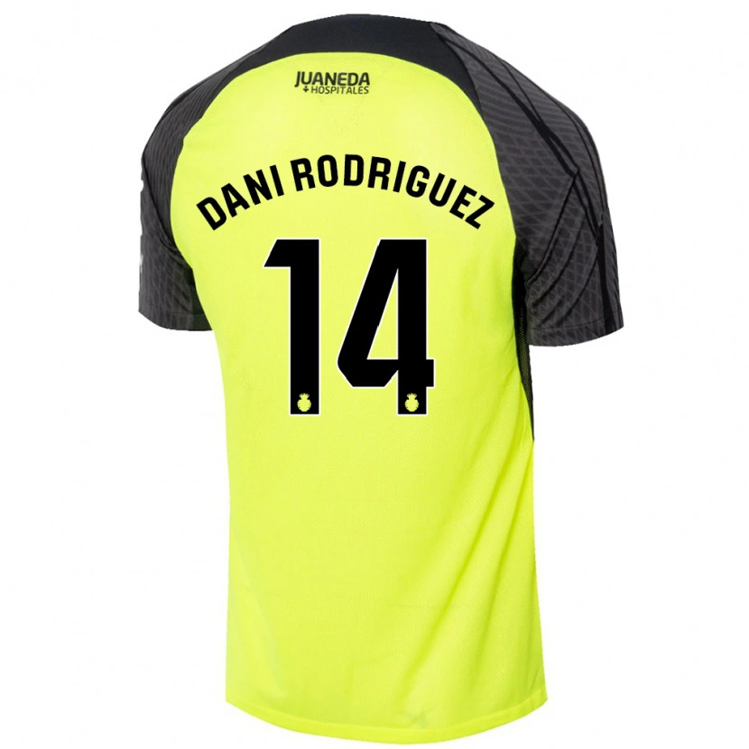 Danxen Homme Maillot Dani Rodríguez #14 Vert Fluo Noir Tenues Extérieur 2024/25 T-Shirt