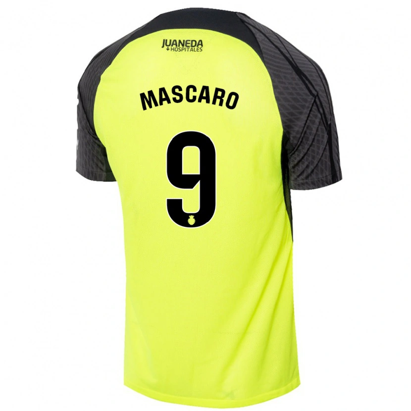 Danxen Homme Maillot Pau Mascaró #9 Vert Fluo Noir Tenues Extérieur 2024/25 T-Shirt