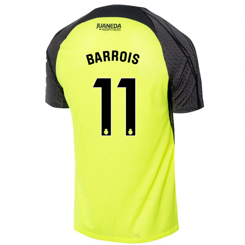 Danxen Homme Maillot Eliott Barrois #11 Vert Fluo Noir Tenues Extérieur 2024/25 T-Shirt