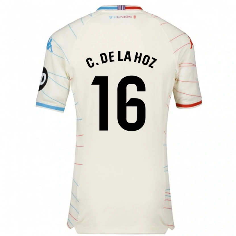Danxen Homme Maillot César De La Hoz #16 Blanc Rouge Bleu Tenues Extérieur 2024/25 T-Shirt