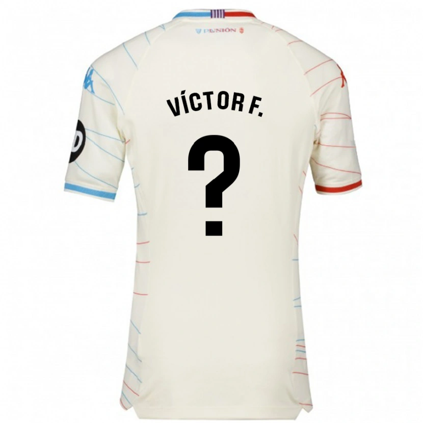 Danxen Homme Maillot Víctor Fernández #0 Blanc Rouge Bleu Tenues Extérieur 2024/25 T-Shirt