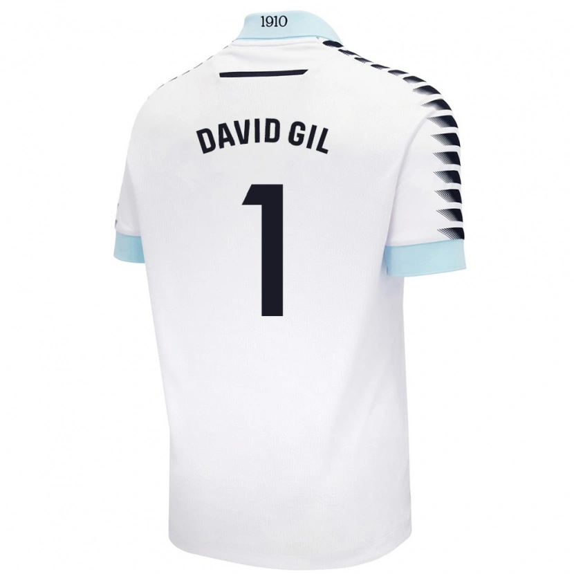Danxen Homme Maillot David Gil #1 Blanc Bleu Tenues Extérieur 2024/25 T-Shirt