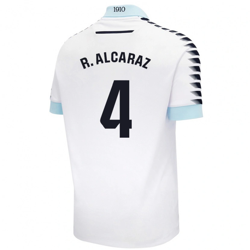 Danxen Homme Maillot Rubén Alcaraz #4 Blanc Bleu Tenues Extérieur 2024/25 T-Shirt