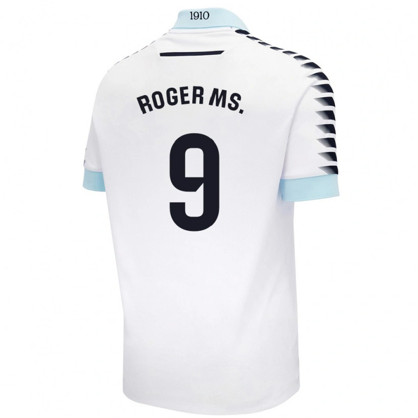Danxen Homme Maillot Roger Martí #9 Blanc Bleu Tenues Extérieur 2024/25 T-Shirt