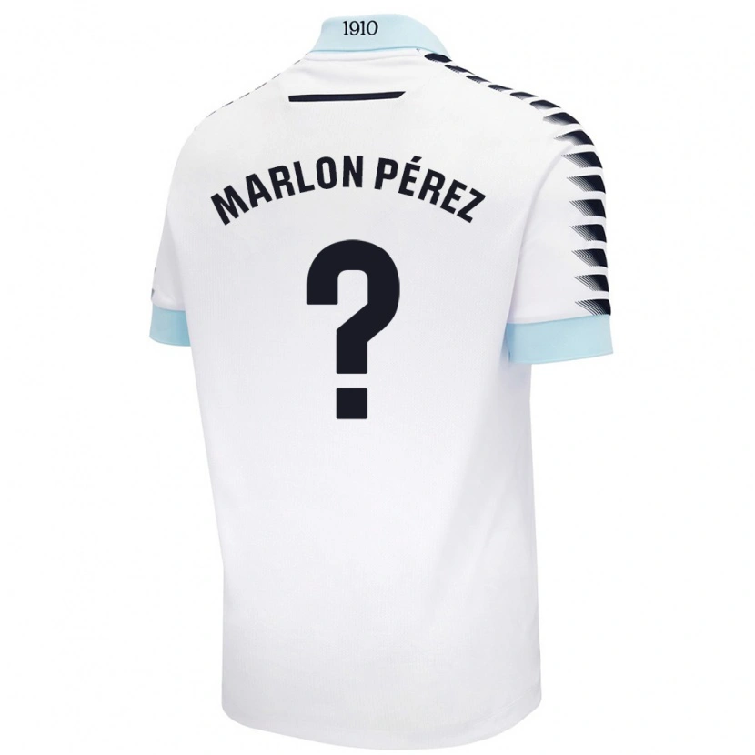 Danxen Homme Maillot Marlon Pérez #0 Blanc Bleu Tenues Extérieur 2024/25 T-Shirt