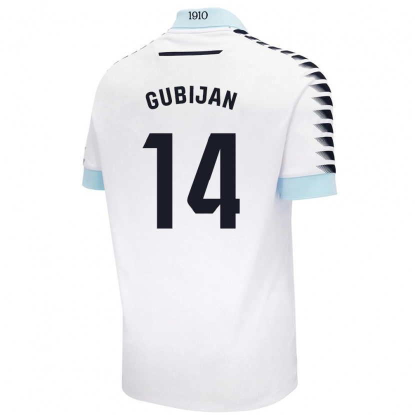 Danxen Homme Maillot Lovro Gubijan #14 Blanc Bleu Tenues Extérieur 2024/25 T-Shirt