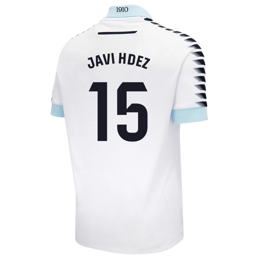Danxen Homme Maillot Javi Hernández #15 Blanc Bleu Tenues Extérieur 2024/25 T-Shirt