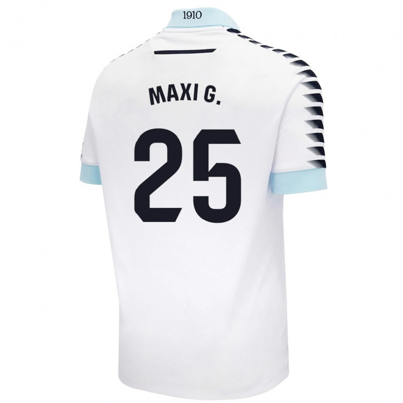 Danxen Homme Maillot Maxi Gómez #25 Blanc Bleu Tenues Extérieur 2024/25 T-Shirt