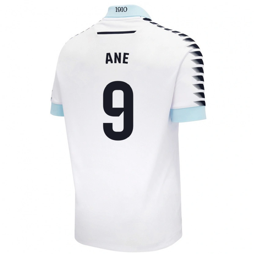 Danxen Homme Maillot Ane López De Heredia Alcelay #9 Blanc Bleu Tenues Extérieur 2024/25 T-Shirt