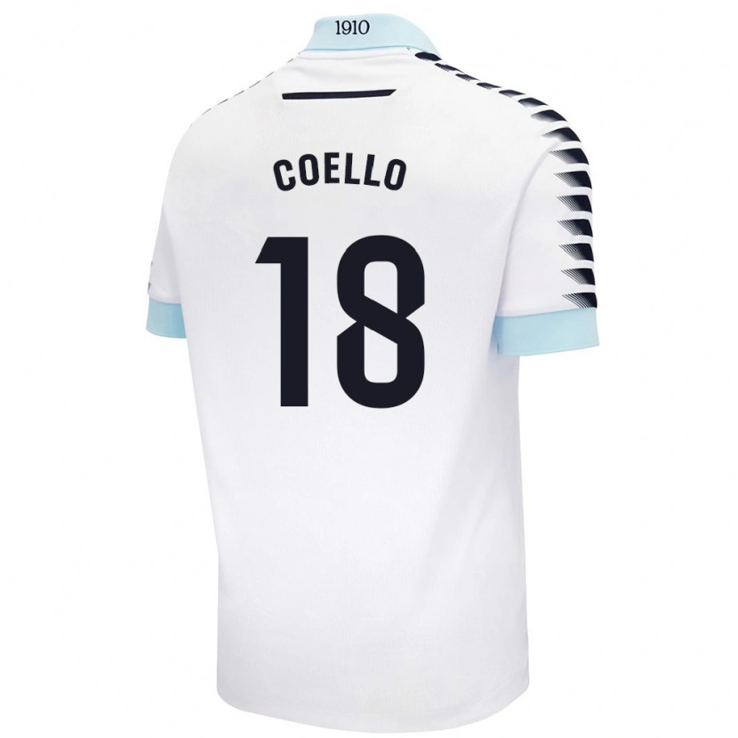 Danxen Homme Maillot María Del Carmen Coello Vidal #18 Blanc Bleu Tenues Extérieur 2024/25 T-Shirt