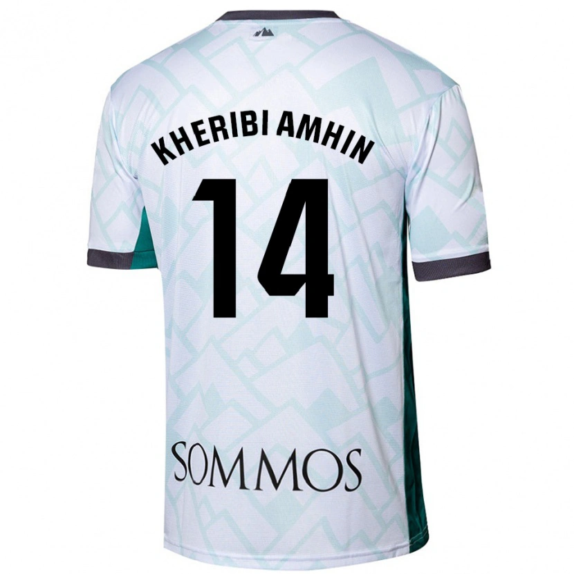 Danxen Homme Maillot Nabil Kheribi Amhin #14 Blanc Vert Tenues Extérieur 2024/25 T-Shirt