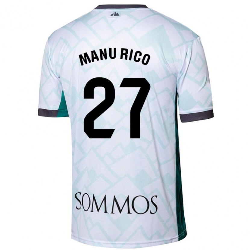 Danxen Homme Maillot Manu Rico #27 Blanc Vert Tenues Extérieur 2024/25 T-Shirt