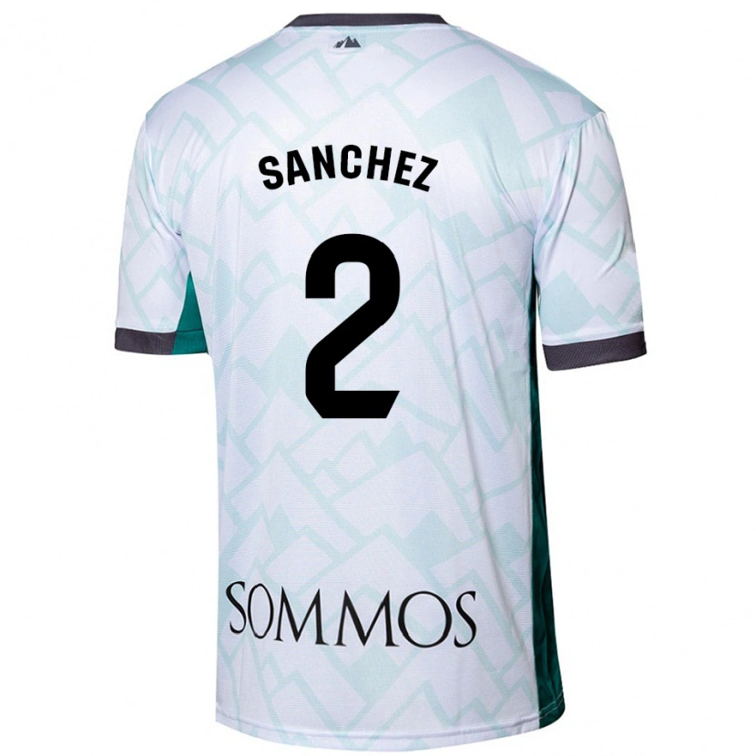 Danxen Homme Maillot Paz Sánchez #2 Blanc Vert Tenues Extérieur 2024/25 T-Shirt