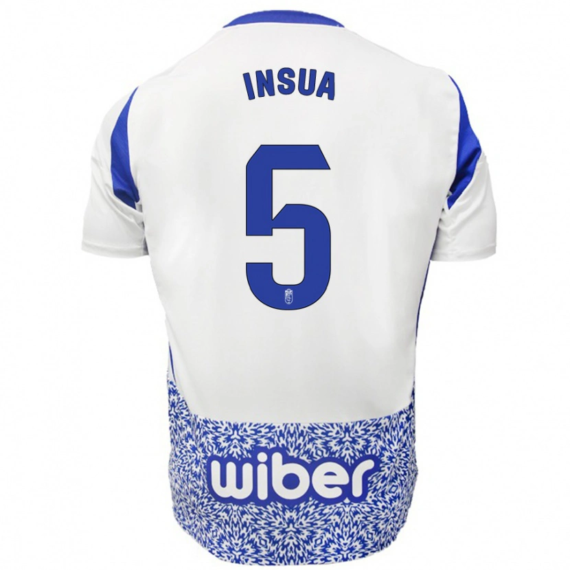 Danxen Homme Maillot Pablo Insua #5 Blanc Bleu Tenues Extérieur 2024/25 T-Shirt