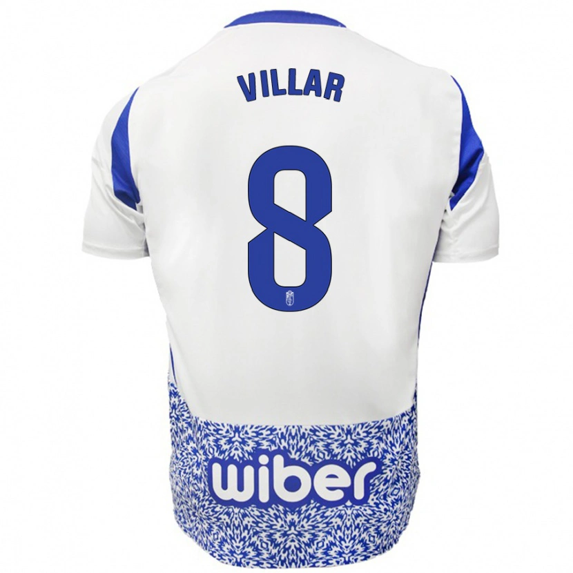 Danxen Homme Maillot Gonzalo Villar #8 Blanc Bleu Tenues Extérieur 2024/25 T-Shirt