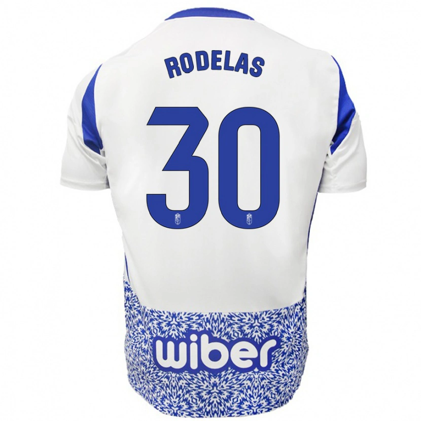 Danxen Homme Maillot Sergio Rodelas #30 Blanc Bleu Tenues Extérieur 2024/25 T-Shirt