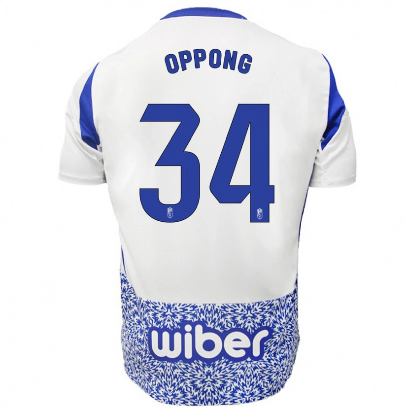 Danxen Homme Maillot Oscar Naasei Oppong #34 Blanc Bleu Tenues Extérieur 2024/25 T-Shirt