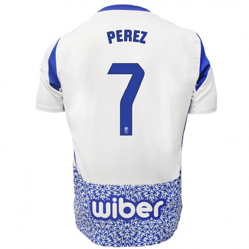 Danxen Homme Maillot Laura Pérez #7 Blanc Bleu Tenues Extérieur 2024/25 T-Shirt