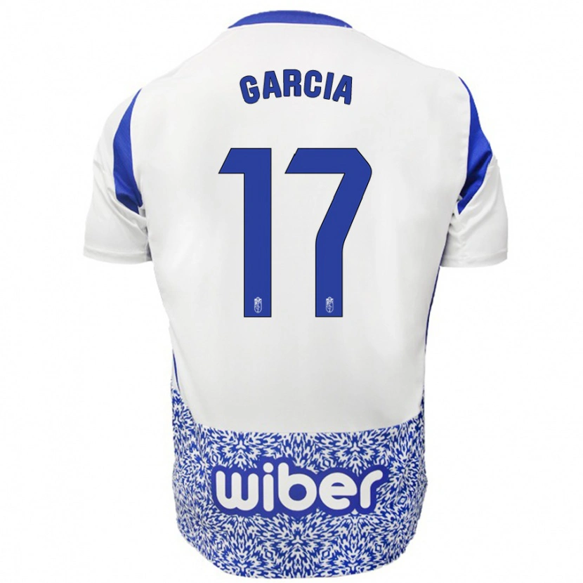 Danxen Homme Maillot Naima García #17 Blanc Bleu Tenues Extérieur 2024/25 T-Shirt
