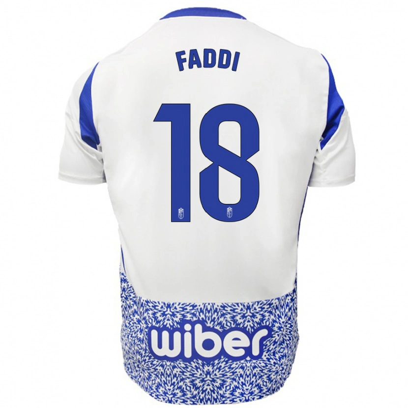 Danxen Homme Maillot Inés Faddi #18 Blanc Bleu Tenues Extérieur 2024/25 T-Shirt