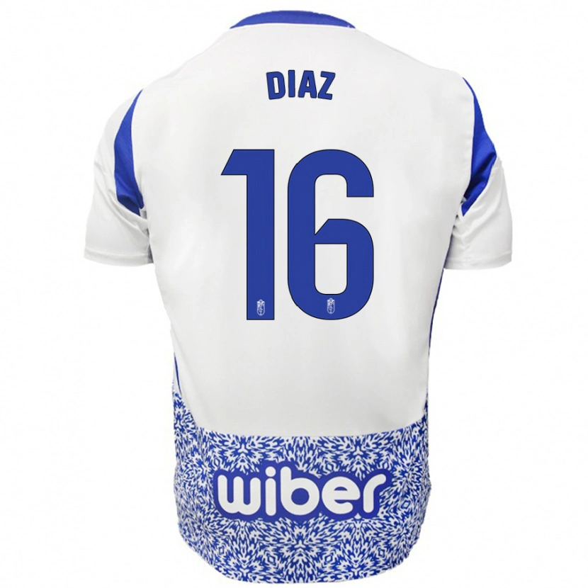 Danxen Homme Maillot Víctor Díaz #16 Blanc Bleu Tenues Extérieur 2024/25 T-Shirt