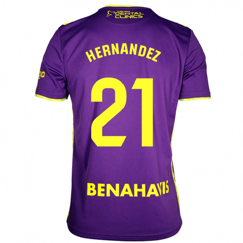 Danxen Homme Maillot Juan Hernández #21 Violet Jaune Tenues Extérieur 2024/25 T-Shirt