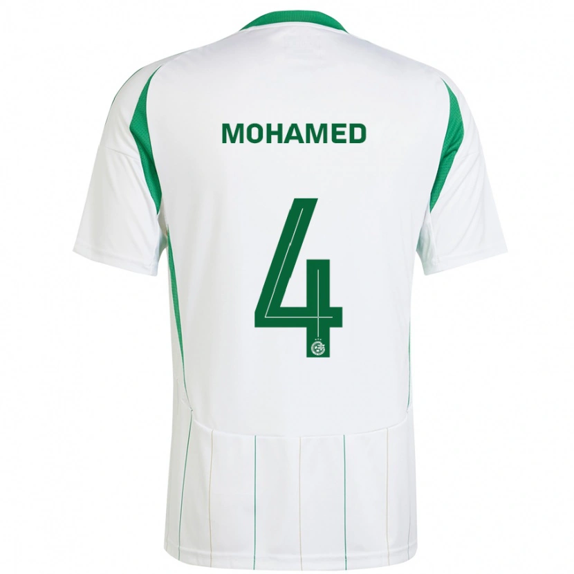 Danxen Homme Maillot Ali Mohamed #4 Blanc Vert Tenues Extérieur 2024/25 T-Shirt