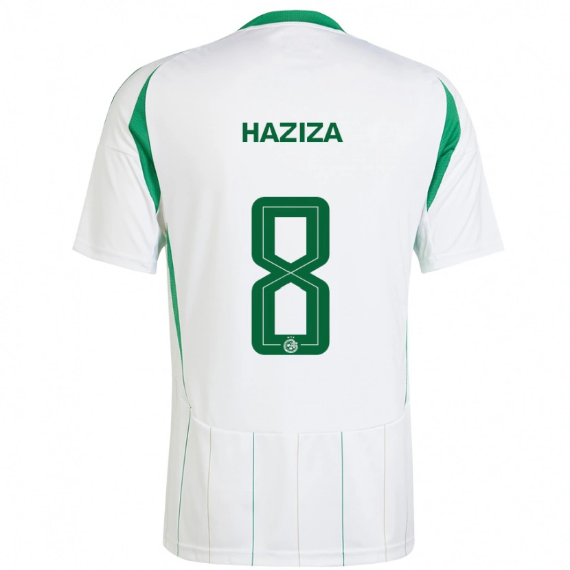 Danxen Homme Maillot Dolev Haziza #8 Blanc Vert Tenues Extérieur 2024/25 T-Shirt
