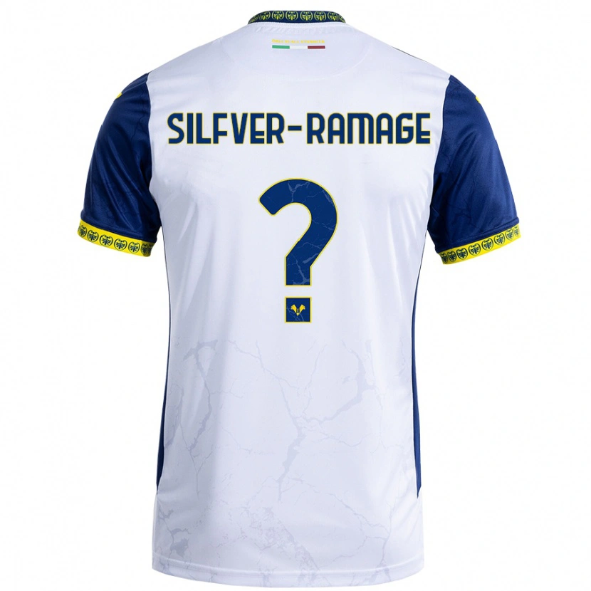 Danxen Homme Maillot William Silfver-Ramage #0 Blanc Bleu Tenues Extérieur 2024/25 T-Shirt