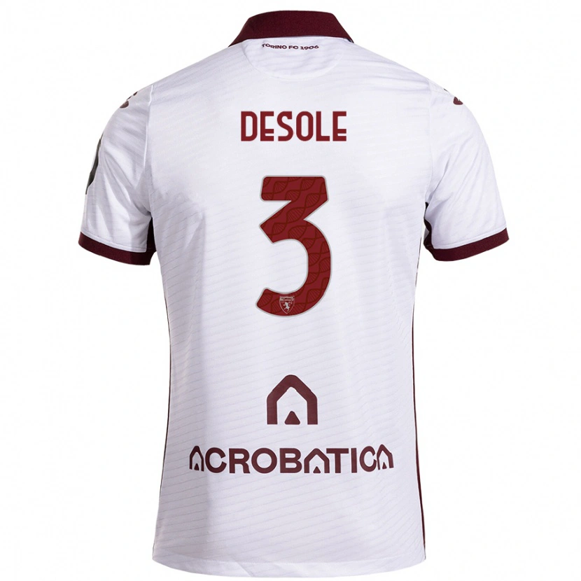 Danxen Homme Maillot Fabio Desole #3 Blanc Marron Tenues Extérieur 2024/25 T-Shirt