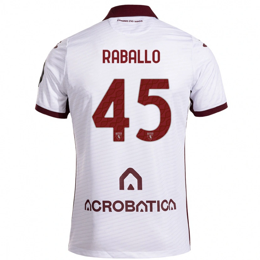 Danxen Homme Maillot Alessio Raballo #45 Blanc Marron Tenues Extérieur 2024/25 T-Shirt