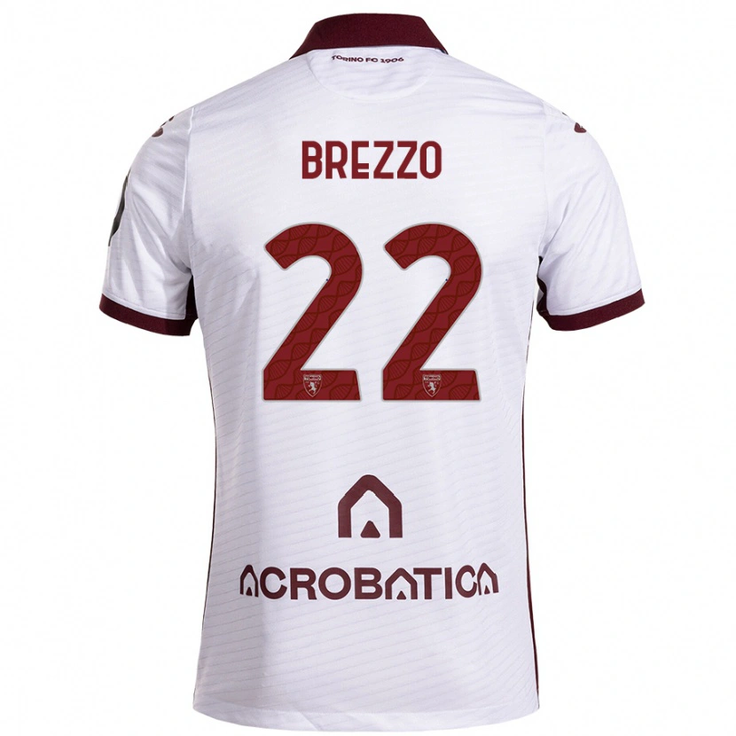 Danxen Homme Maillot Matteo Brezzo #22 Blanc Marron Tenues Extérieur 2024/25 T-Shirt