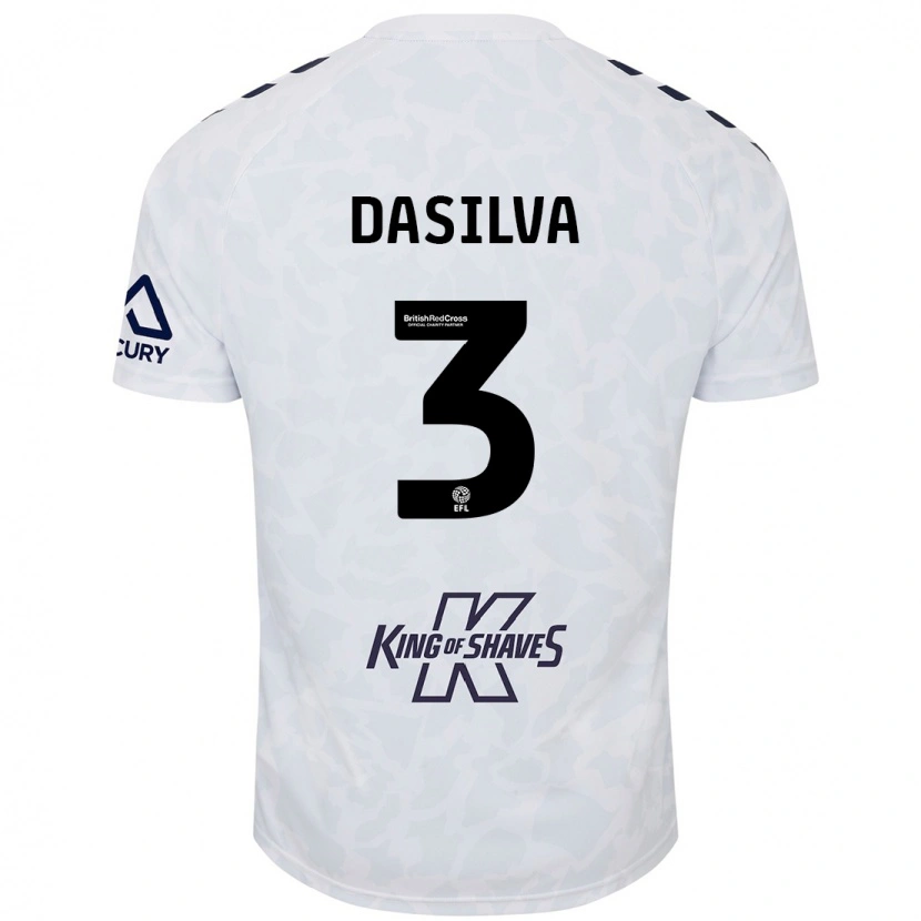 Danxen Homme Maillot Jay Dasilva #3 Blanc Tenues Extérieur 2024/25 T-Shirt