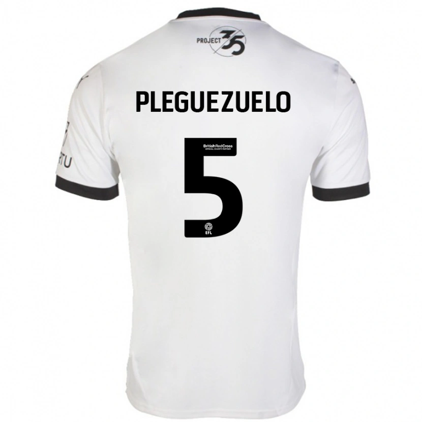 Danxen Homme Maillot Julio Pleguezuelo #5 Blanc Noir Tenues Extérieur 2024/25 T-Shirt