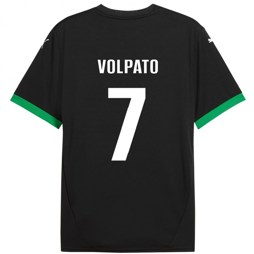 Danxen Femme Maillot Cristian Volpato #7 Noir Vert Foncé Tenues Domicile 2024/25 T-Shirt