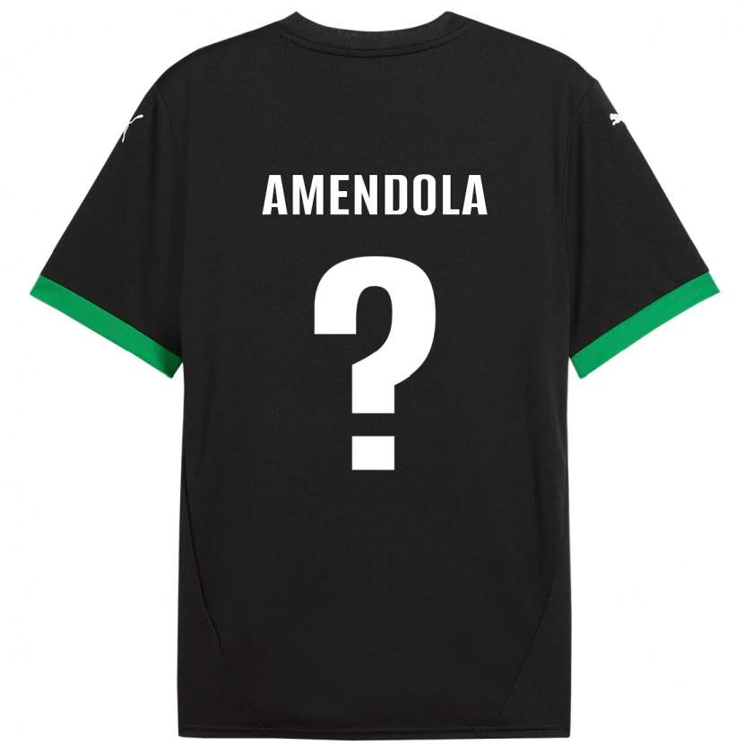 Danxen Femme Maillot Catello Amendola #0 Noir Vert Foncé Tenues Domicile 2024/25 T-Shirt