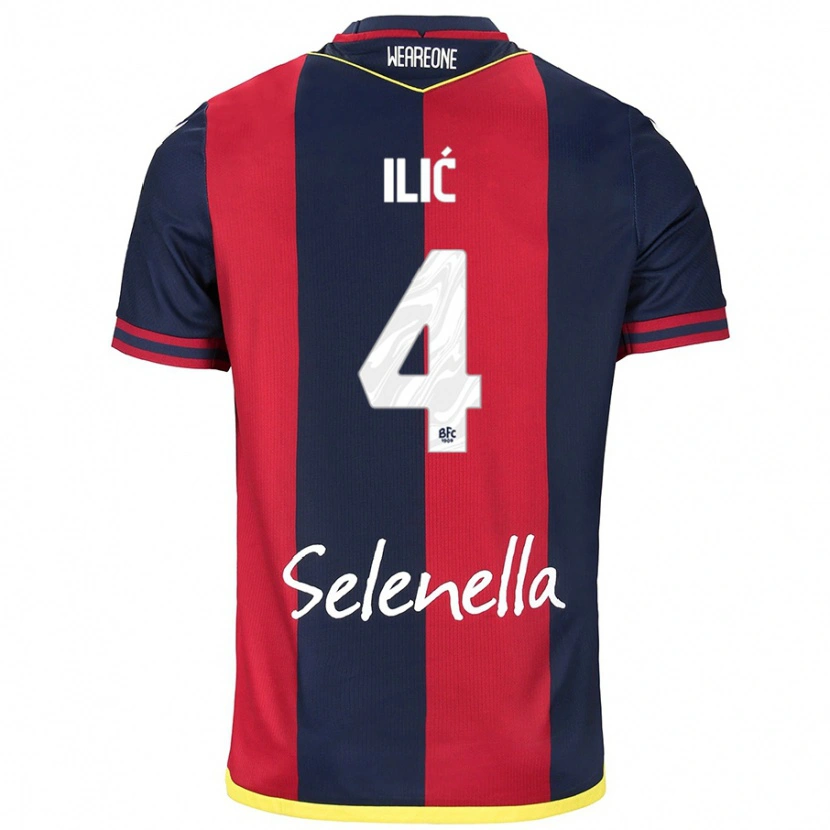 Danxen Femme Maillot Mihajlo Ilić #4 Rouge Bleu Royal Tenues Domicile 2024/25 T-Shirt
