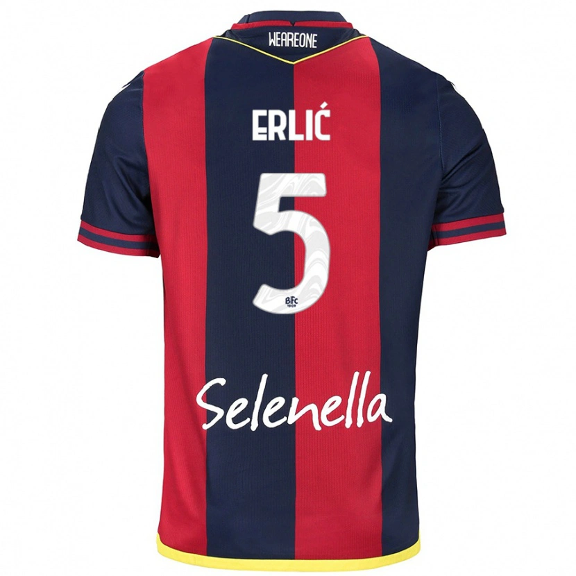 Danxen Femme Maillot Martin Erlić #5 Rouge Bleu Royal Tenues Domicile 2024/25 T-Shirt
