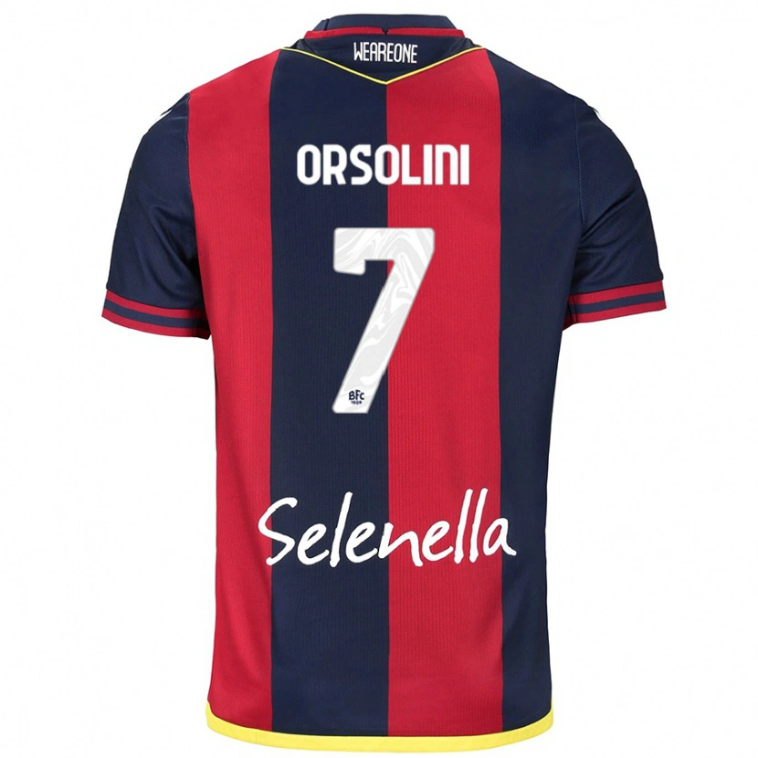 Danxen Femme Maillot Riccardo Orsolini #7 Rouge Bleu Royal Tenues Domicile 2024/25 T-Shirt