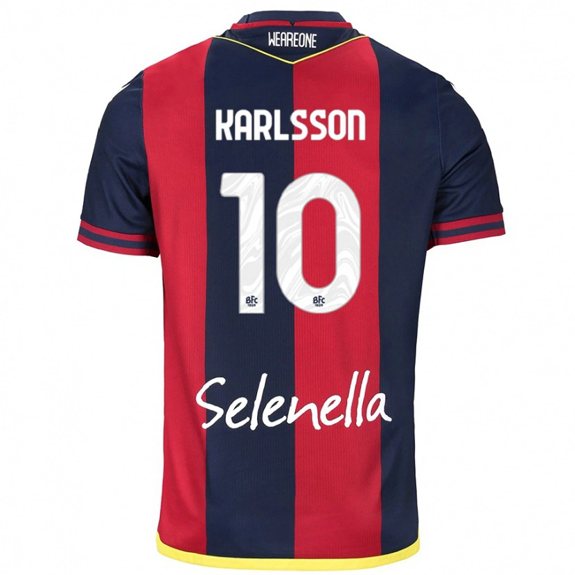 Danxen Femme Maillot Jesper Karlsson #10 Rouge Bleu Royal Tenues Domicile 2024/25 T-Shirt