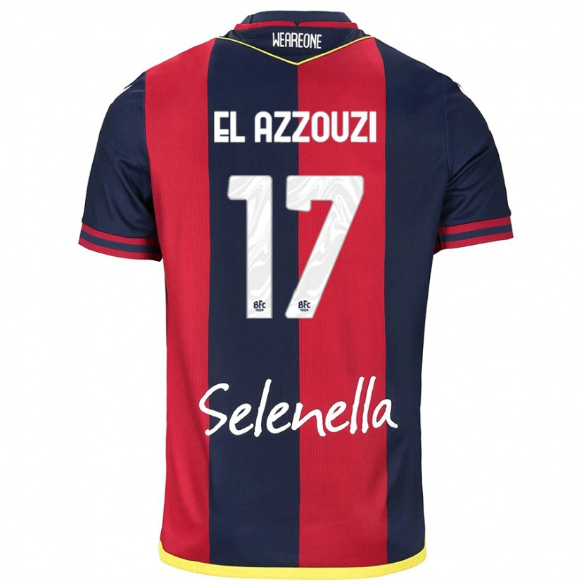 Danxen Femme Maillot Oussama El Azzouzi #17 Rouge Bleu Royal Tenues Domicile 2024/25 T-Shirt