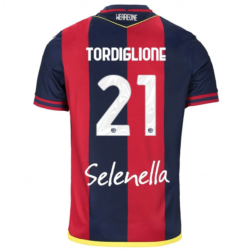 Danxen Femme Maillot Nicolò Tordiglione #21 Rouge Bleu Royal Tenues Domicile 2024/25 T-Shirt