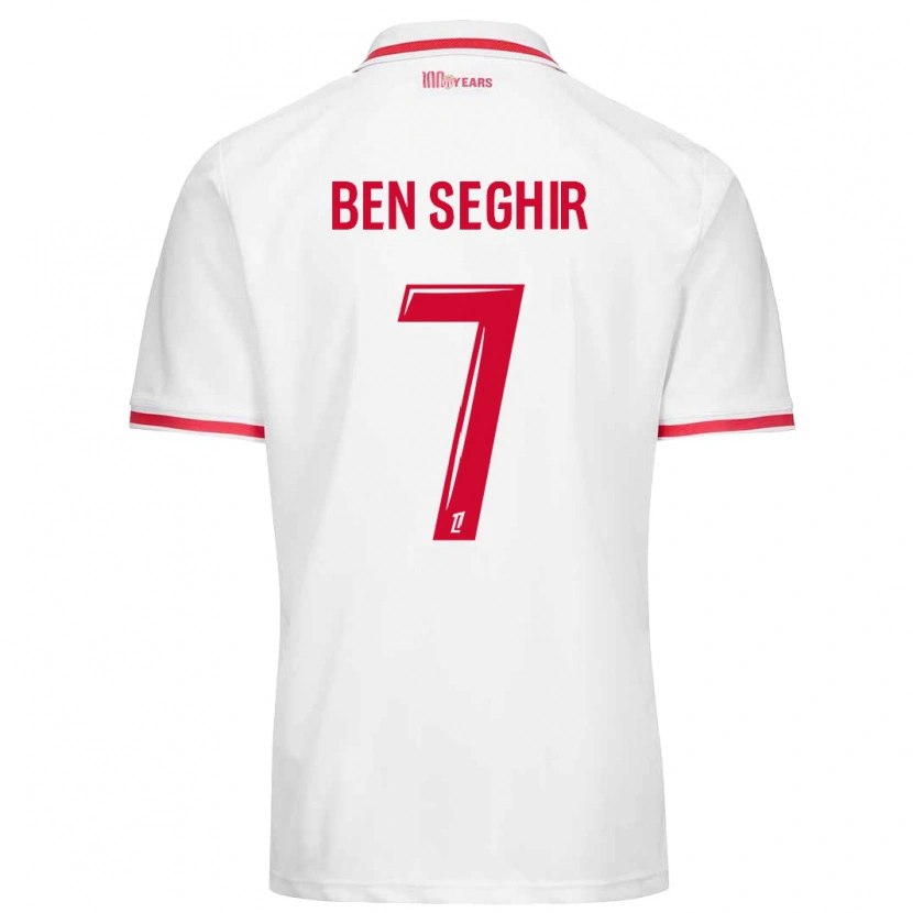 Danxen Femme Maillot Eliesse Ben Seghir #7 Blanc Rouge Tenues Domicile 2024/25 T-Shirt