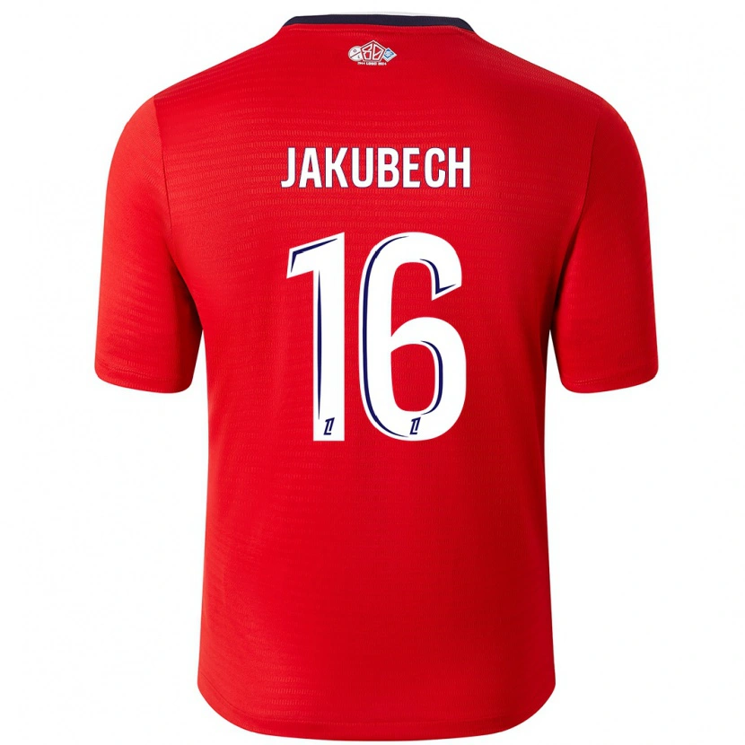 Danxen Femme Maillot Adam Jakubech #16 Rouge Blanc Tenues Domicile 2024/25 T-Shirt