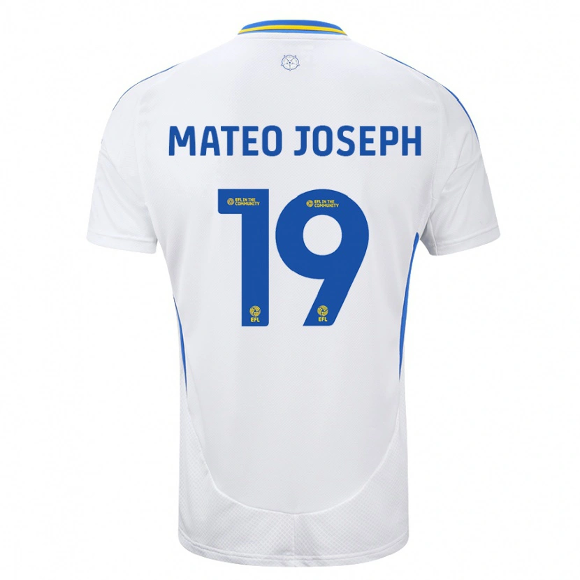 Danxen Femme Maillot Mateo Joseph #19 Blanc Bleu Tenues Domicile 2024/25 T-Shirt